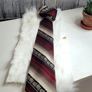 Dior Vintage Cream Red Black Necktie/Purse Scarf